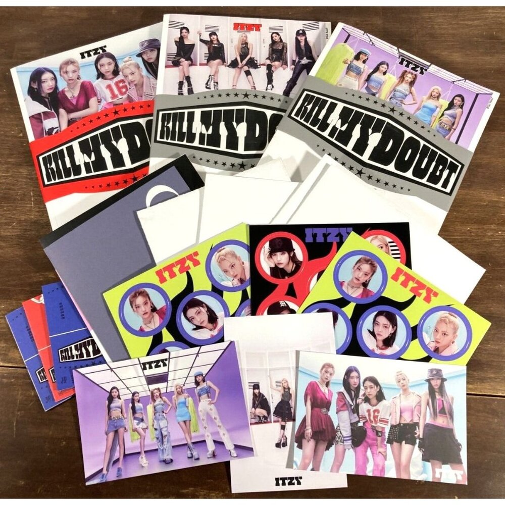Itzy Kill My Doubt CD & Photo Book Lot of 3 + Extras Posters Cards K-Pop